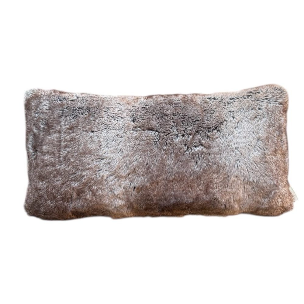 Nicole Miller Artelier Faux Fur Lumbar Pillow 100% Feather Blend 14x27